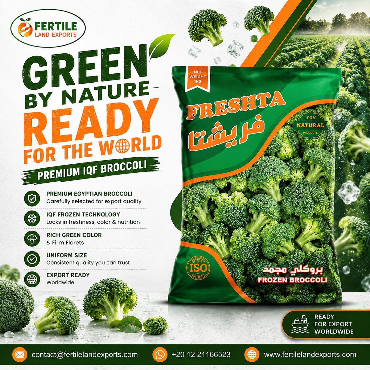 FertileL55544's tweet photo. 🥦 GREEN BY NATURE. READY FOR THE WORLD.

Premium IQF Broccoli by Fertile Land Exports—carefully selected, professionally frozen, and prepared for global markets.

More:
https://t.co/nOZn1r9qTS

📩 contact@fertilelandexports.com
📱 +20 12 21166523 https://t.co/KPxSjBIKHC
