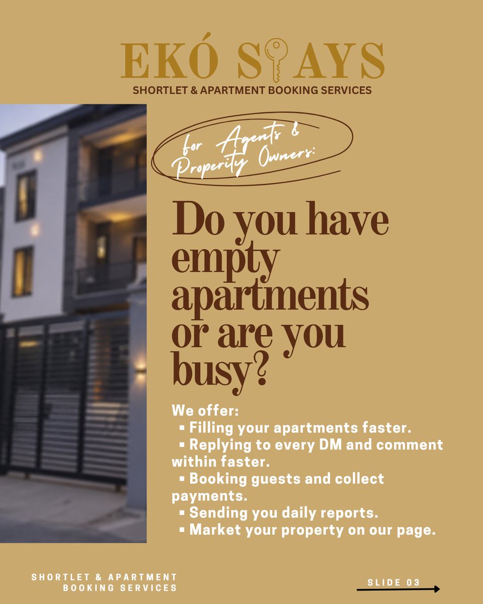 eko_stays's tweet photo. Go through the slides and learn what Ekó Stays really says.

Finding a trusted shortlet shouldn’t be hard but it is, so we fixed it. 
Welcome to Ekó Stays, your go to for luxury shortlet in lekki, VI, ikeja, ikoyi and Lagos.
#lagoshortlets #shortletapartment #shortletsinlagos https://t.co/SFPygMYJb9