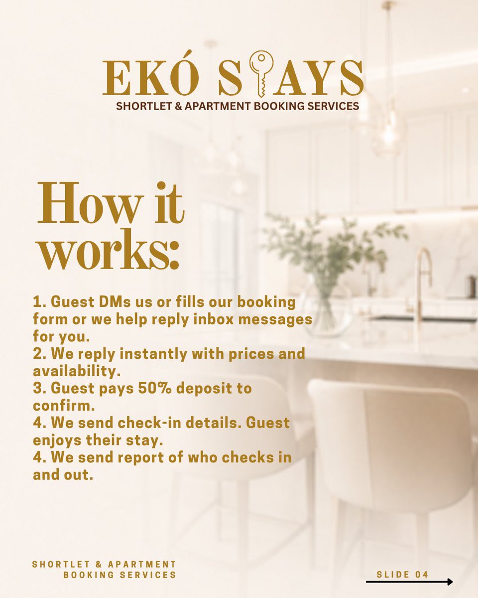 eko_stays's tweet photo. Go through the slides and learn what Ekó Stays really says.

Finding a trusted shortlet shouldn’t be hard but it is, so we fixed it. 
Welcome to Ekó Stays, your go to for luxury shortlet in lekki, VI, ikeja, ikoyi and Lagos.
#lagoshortlets #shortletapartment #shortletsinlagos https://t.co/SFPygMYJb9