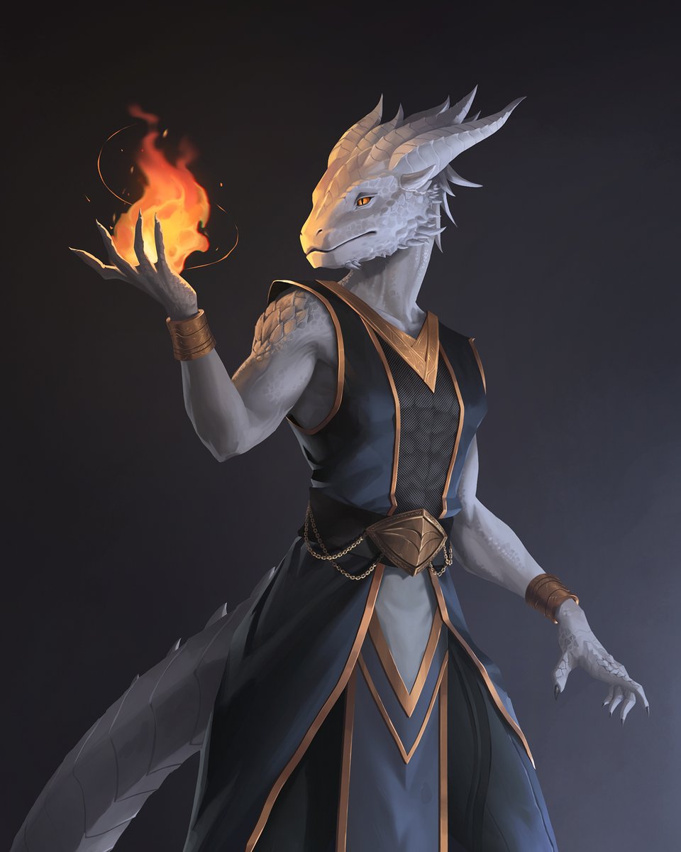 V4lentino_art's tweet photo. D&D Character commission
This is Nyssara, a former elf that got turned into a dragonborn due to a probably preventable course of events
#dndart #characterdesign #illustration https://t.co/dTgN4NypjH