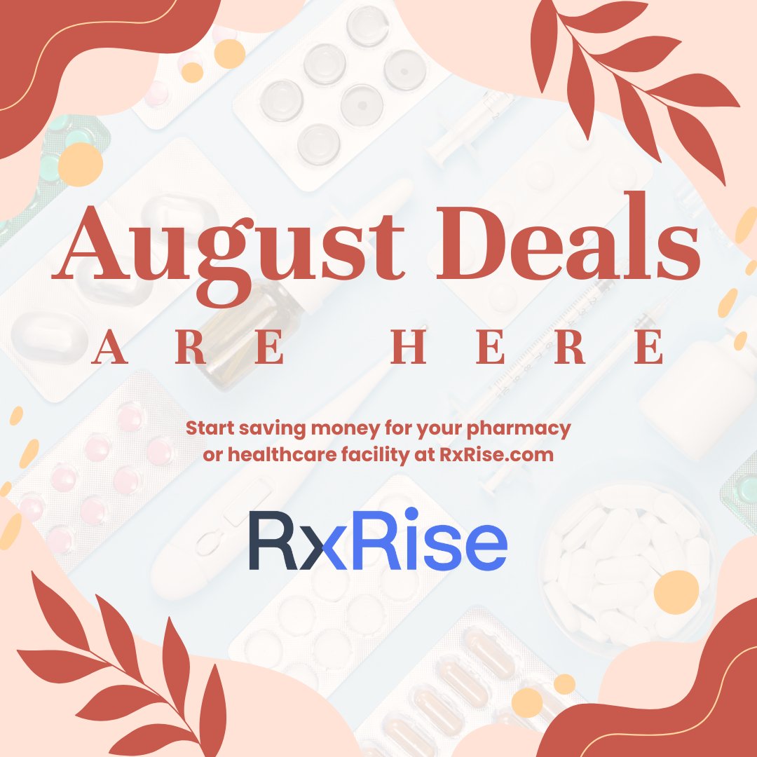 rx_rise's tweet photo. August is HERE!🌞Which means new deals on healthcare products and medical supplies. 

Keep your pharmacy or facility stocked while saving money on your cost of goods. 

Learn more at https://t.co/pHALJSnBvQ https://t.co/nyoXOTz0JE