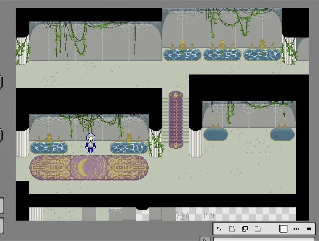 ZenithFrontiers's tweet photo. eEAAAARLY concepts for the spire that were immediately demolished by @chaseissweet 's beautiful hollow. Im okay will that though, all practice is good and Oryculus knows I need it. #pixelart #game #rpgmaker #gml #deltarune https://t.co/GnPwffclm5