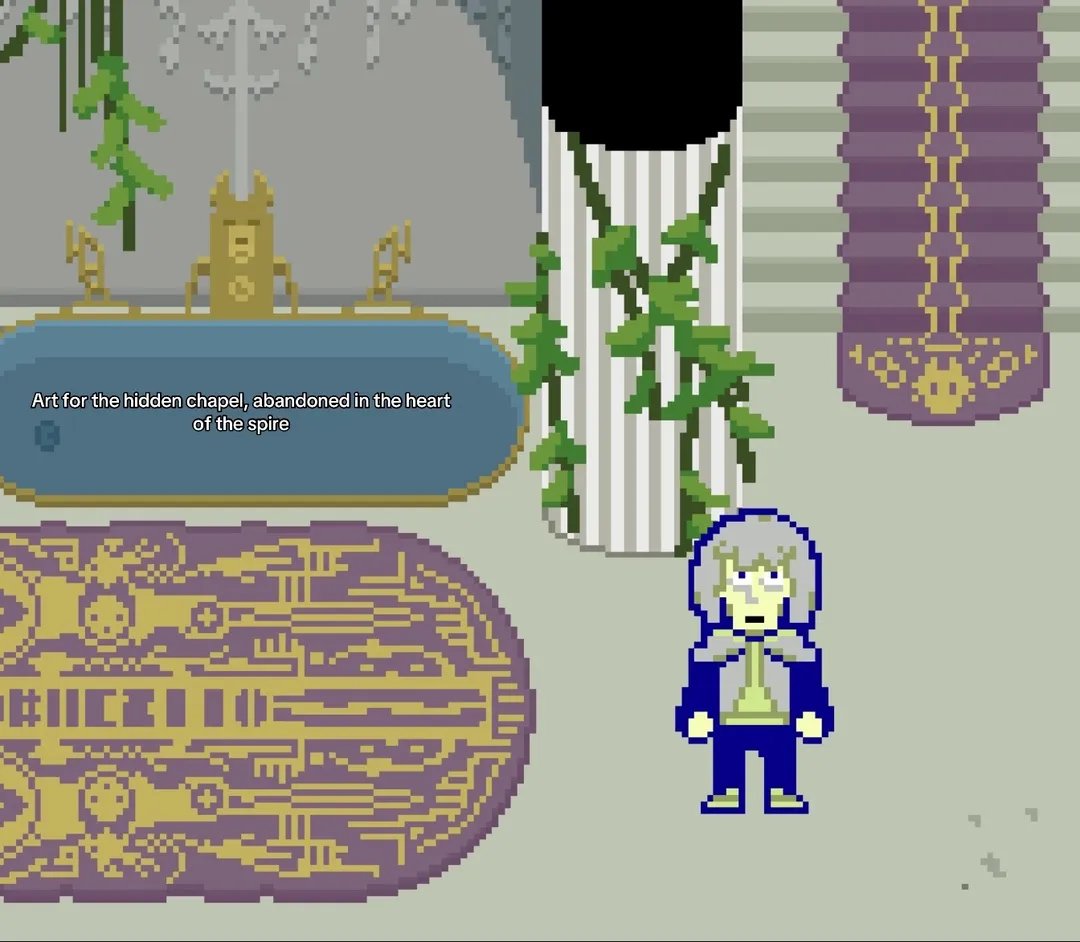 ZenithFrontiers's tweet photo. eEAAAARLY concepts for the spire that were immediately demolished by @chaseissweet 's beautiful hollow. Im okay will that though, all practice is good and Oryculus knows I need it. #pixelart #game #rpgmaker #gml #deltarune https://t.co/GnPwffclm5