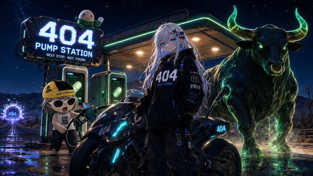 NF404meme's tweet photo. Refueled at Pump Station 404.

Fuel: Found.
Bull: Found.
Sellers: Not Found.
Next stop: Not Found.

$SOL $404 $CUPSEY $ANSEM 

//
         404 
                      // https://t.co/Bqc84U2rdu