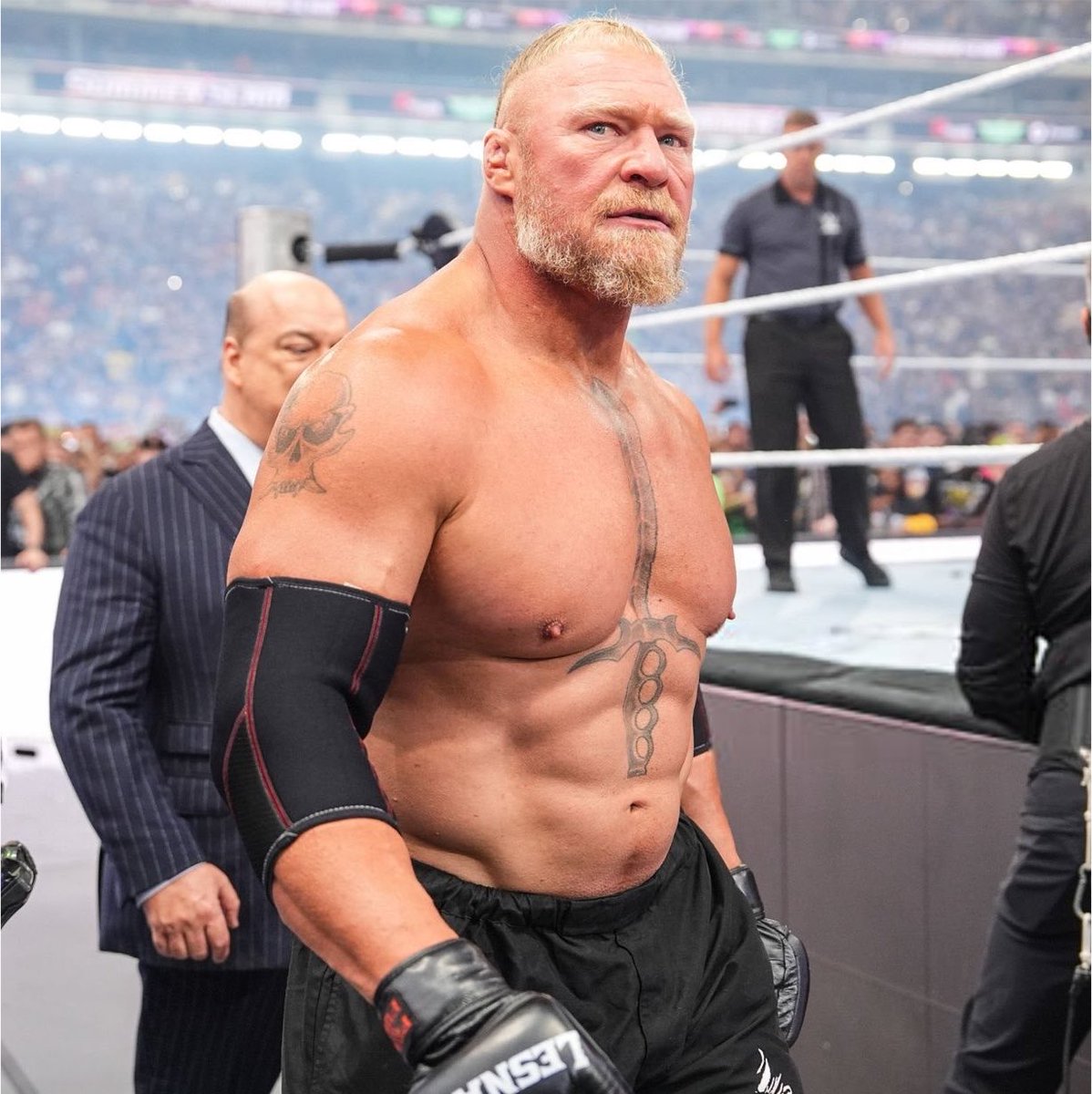 _PWChronicle's tweet photo. Brock Lesnar shares his plans for post-retirement and says some thank you’s to WWE, TKO, Dana White and more —

“I’ve got some hunting lined-up, and I’ve got two boys in hockey, I’m gonna support that and their dreams as long as that’s feasible, and my daughter, she’s got her eye on 2028 Olympics.

I’m just gonna spend some more time with the kids and in the woods, and just reap what I’ve sown. Just enjoy life.

I spent the last two days in bed, I got run over my a Nigerian Nightmare Dumptruck [Oba Femi] on Saturday night, and it’s time. 

I’m 49, and I still want to be able to get around and move, but I’m grateful, very grateful. Oba was great and the WWE Universe. I want to thank the promotion itself, TKO, Dana White, the UFC, the Minnesota Vikings, and the University of Minnesota — everybody that believed-in me and took a chance on me…I’m just grateful.”

— via #PMSLive (@PatMcAfeeShow)