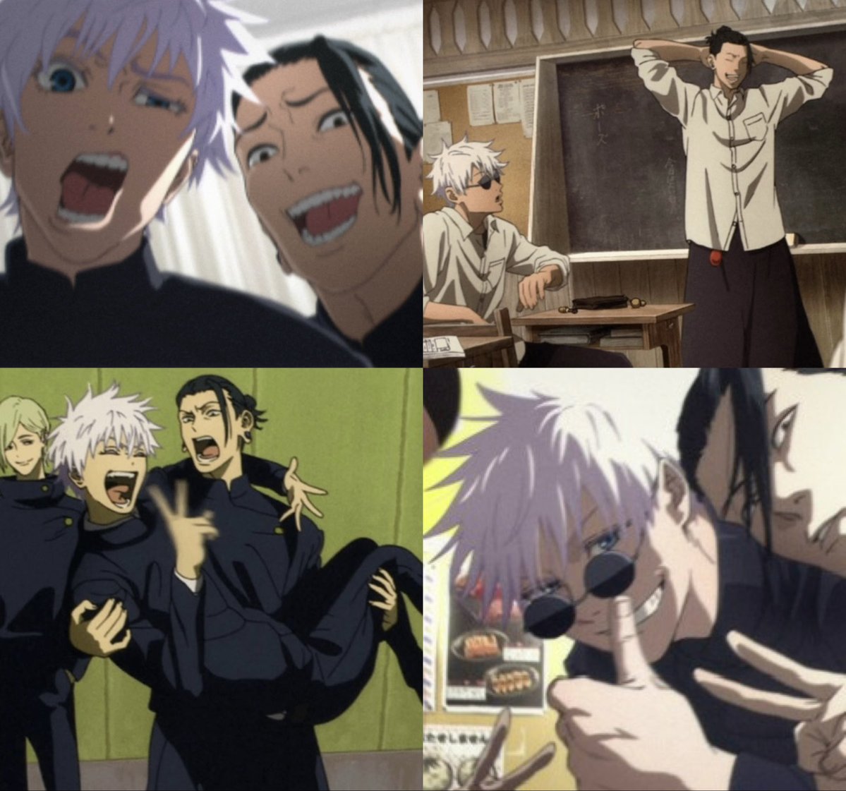 sularehaii's tweet photo. geto was just as playful and whimsical as gojo, that’s why they got along so well. it’s funny how some people interpret him as the boring friend who judges gojo for everything when he wasn’t like that at all https://t.co/9ujOtOqxYb