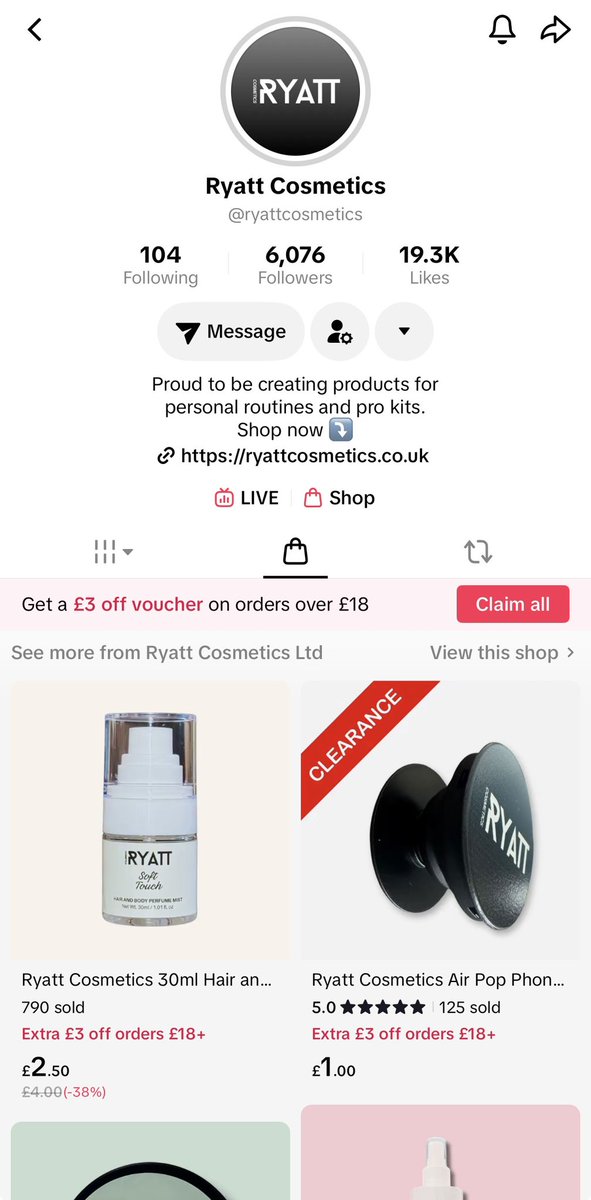 fitness_makeup's tweet photo. ryattcosmetics & #MyTT SimplyLeah_ #Shop #HelpOut #MYPage & #Especially ryattcosmetics #Thriving #HypedUp #Hyping #30ML #Hair & #Body #Mist #Spray #790Sold #SoFar & it’s not #Long #After #LaunchWeek #LW #Claim #Them #Coupons there only #2Pounds #50 usually #4Pounds #Corrie #fyp https://t.co/dx6cTtiBzO