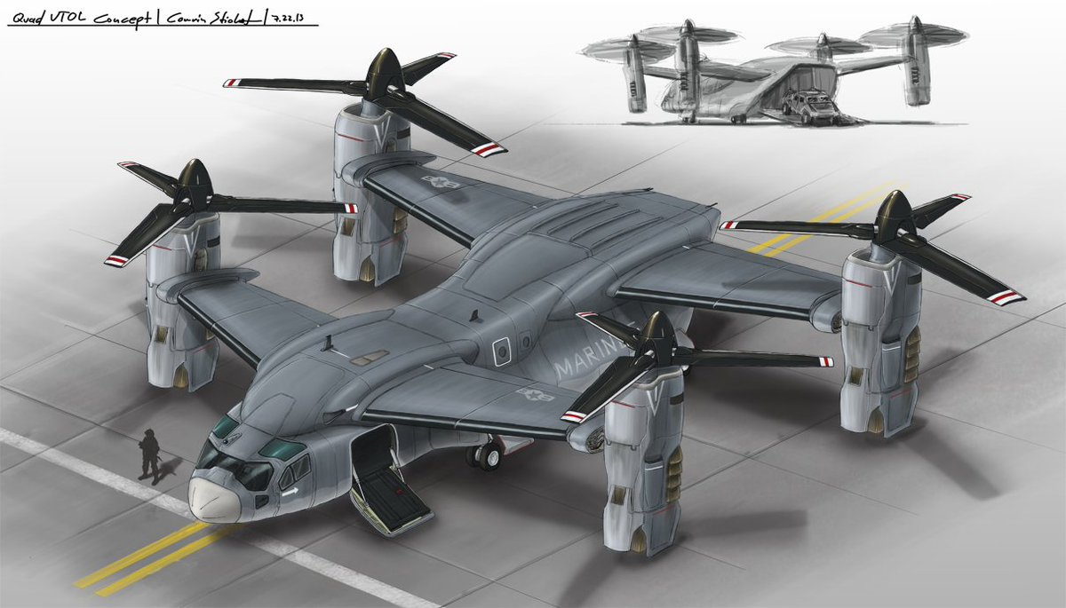 PASU_MATRIX's tweet photo. Why don't we have 4-rotor transport aircraft?

The💡idea worked but not well enough to replace 🚁helicopters.

-Bell X-22 - Flew successfully (1966)
-Curtiss-Wright X-19 - Prototype, later crashed
-NASA Quad Tiltrotor - Heavy-lift concept only

4⃣Four rotors mean more weight, gearboxes, maintenance and cost, while offering too little advantage over proven twin-rotor designs like the Chinook or V-22.