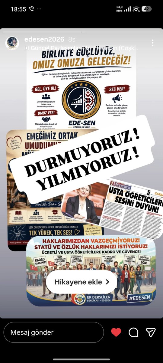 EDESENN's tweet photo. Sınıfların, atölyelerin gizli kahramanları birleşti! Sendikamızın gücüyle mağduriyetleri bitirmeye, eşit işe eşit hak almaya geliyoruz. Birlikte güçlüyüz, birlikte başaracağız! 💪
#BizDeÖğretmeniz EĞİTİM DESTEK EMEKÇİLERİ
@Yusuf__Tekin @tcmeb @RTErdogan https://t.co/7gR2rYVuBB