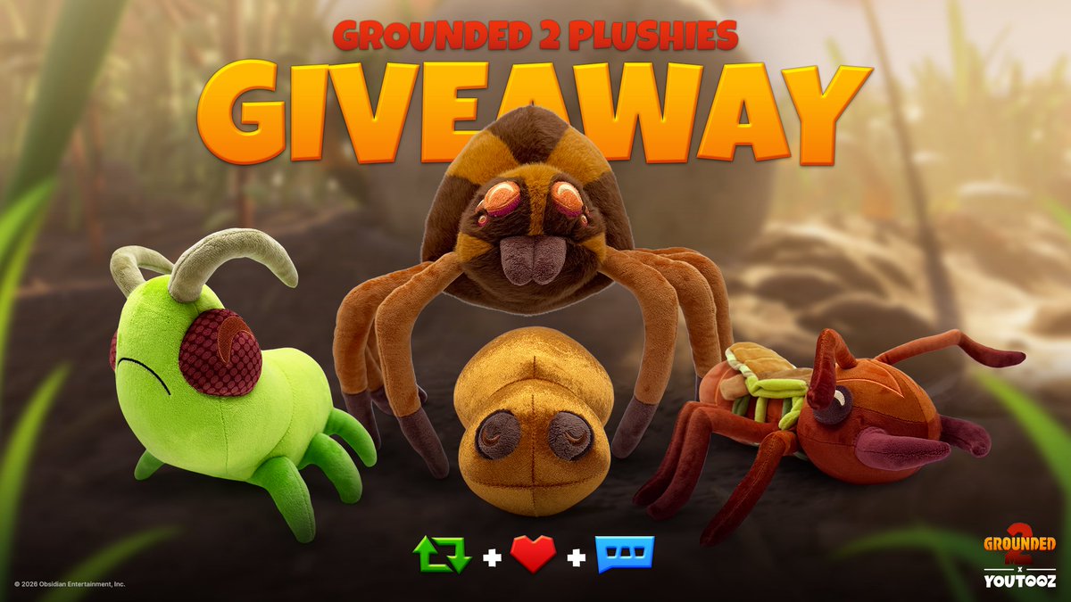 youtooz's tweet photo. GROUNDED 2 GIVEAWAY 🔥

to win the full plushie collection for free 🐞 retweet this post, like it and tag your co-op buddy 🐛

3 lucky winners announced august 11th when the collection launches 🐜 https://t.co/BpUH3CjRoI