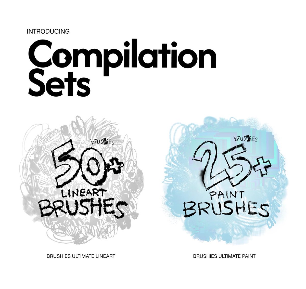 brushies_io's tweet photo. This one’s been a long time coming. Compilation sets — featuring the best brushes from our monthly sets. Ultimate Lineart (50+ brushes) and Ultimate Paint (25+ brushes) 🪄🪄 🌸 link in bio https://t.co/6nzNNWac1f