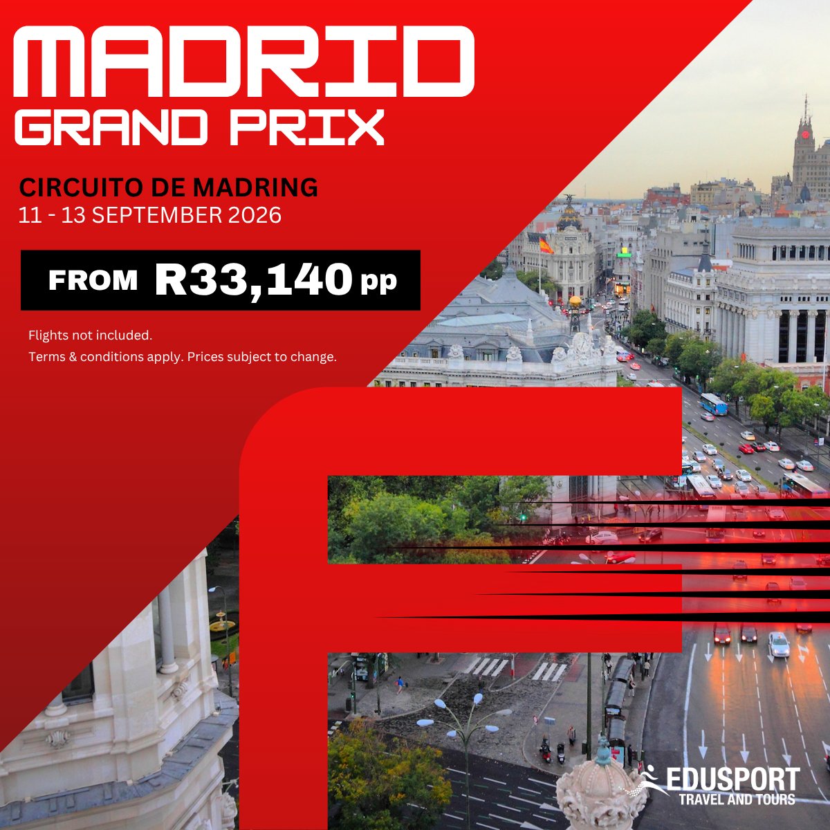 edusporttravel's tweet photo. From the heart of Spain to the pinnacle of motorsport. Madrid welcomes the Spanish Grand Prix this September for a spectacular celebration of speed, innovation, and world-class racing. 🏎️✨
Book your travel package now 👉 https://t.co/4f5hGN1ltN https://t.co/ciQCnHgtN4