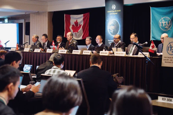Panel members at the International Telecommunications Union meeting.