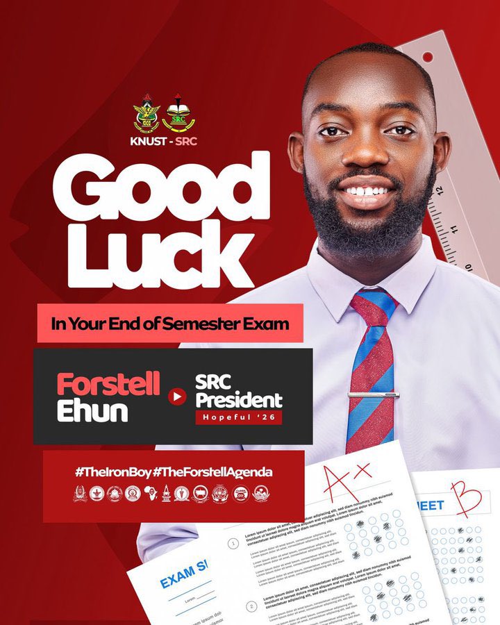 watsuptek's tweet photo. ELECTION COMMAND CENTER 🗳️🦅

The Mfantsepin Old Boys Association (MOBA), KNUST has officially endorsed Forstell Ehun for SRC President, highlighting his leadership experience, discipline and commitment to service as key reasons for its support.

#WatsuptekReport #KNUSTDecides26 https://t.co/fNSKSHTqYd
