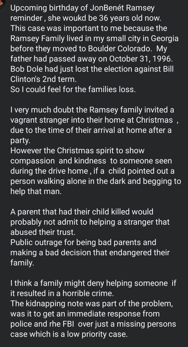 William4594223's tweet photo. Update Ramsey Case , could the family have made a mistake helping a vagrant at Christmas time and not wanting to amit it afterwards? https://t.co/0Yzoz9bJB7