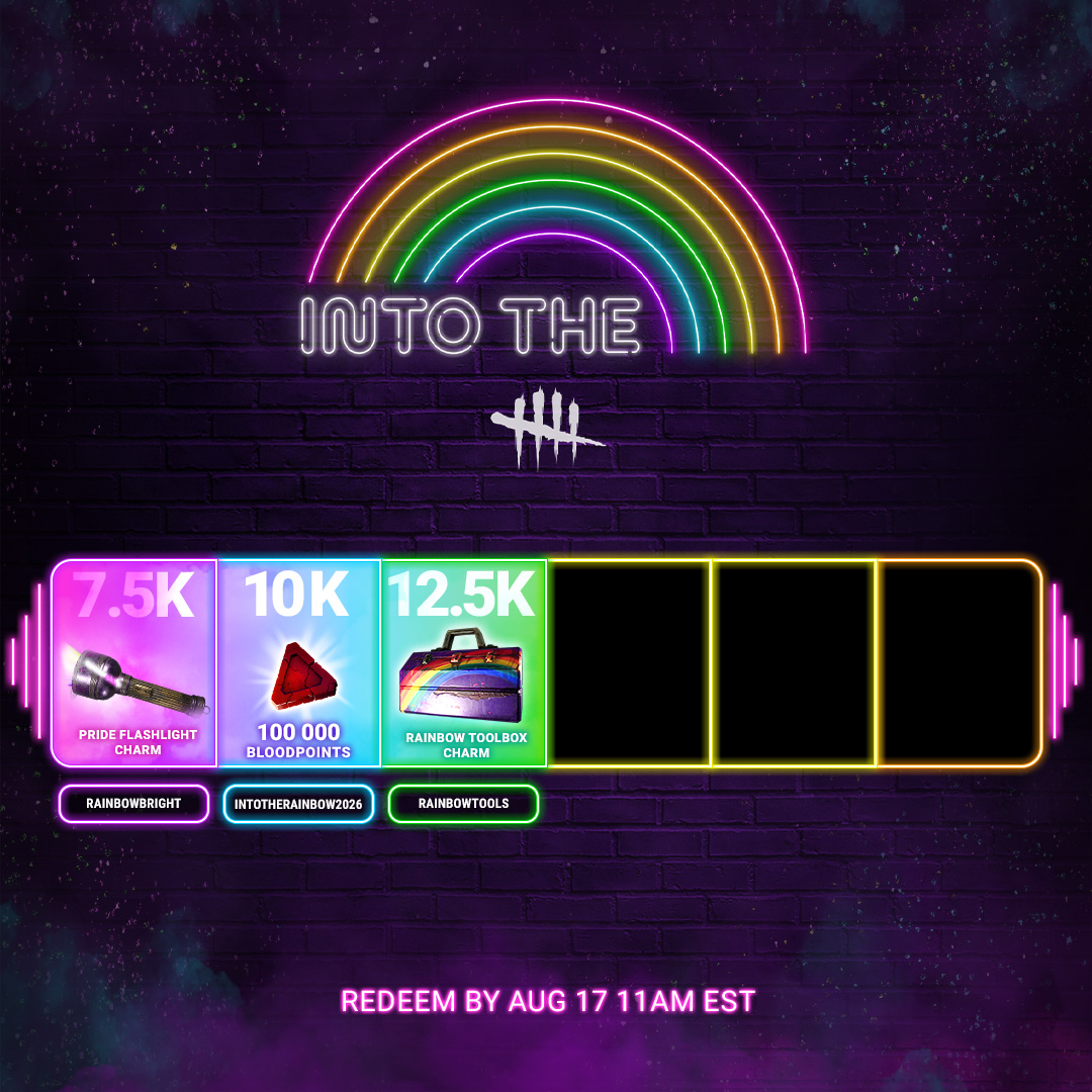 DeadbyDaylight's tweet photo. We've passed our third #IntoTheRainbow milestone, and you know what this means! 🌈

Enter the code RAINBOWTOOLS in the in-game Store to redeem the Pride Toolbox Charm.

But our celebrations are not over yet! Donate now 🔗  https://t.co/eEoli4g5ZM https://t.co/GQOU6tQ8X9