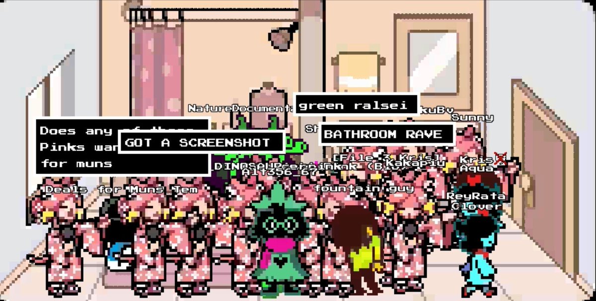 Kakapiu_'s tweet photo. I love Deltarune Connected🥹 

I kinda wish I knew who was the Pink Concert leader, but they had to leave and I became second in command https://t.co/AkSeTTsdGN