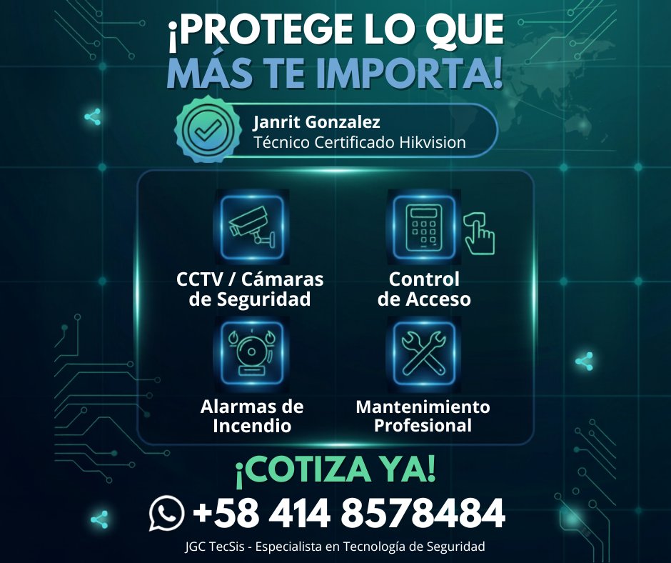 daisycloud437's tweet photo. 🛡️ ¡Seguridad Profesional para tu Hogar o Negocio!

🛠️ Nuestros Servicios:
+📹 CCTV / Cámaras de Seguridad
+🔑 Control de Acceso
+🧯 Alarmas de Incendio
+🔧 Mantenimiento Profesional

🥇Técnico Certificado Hikvision.

📲 ¡Cotiza hoy mismo sin compromiso! https://t.co/cYY8b0irCU