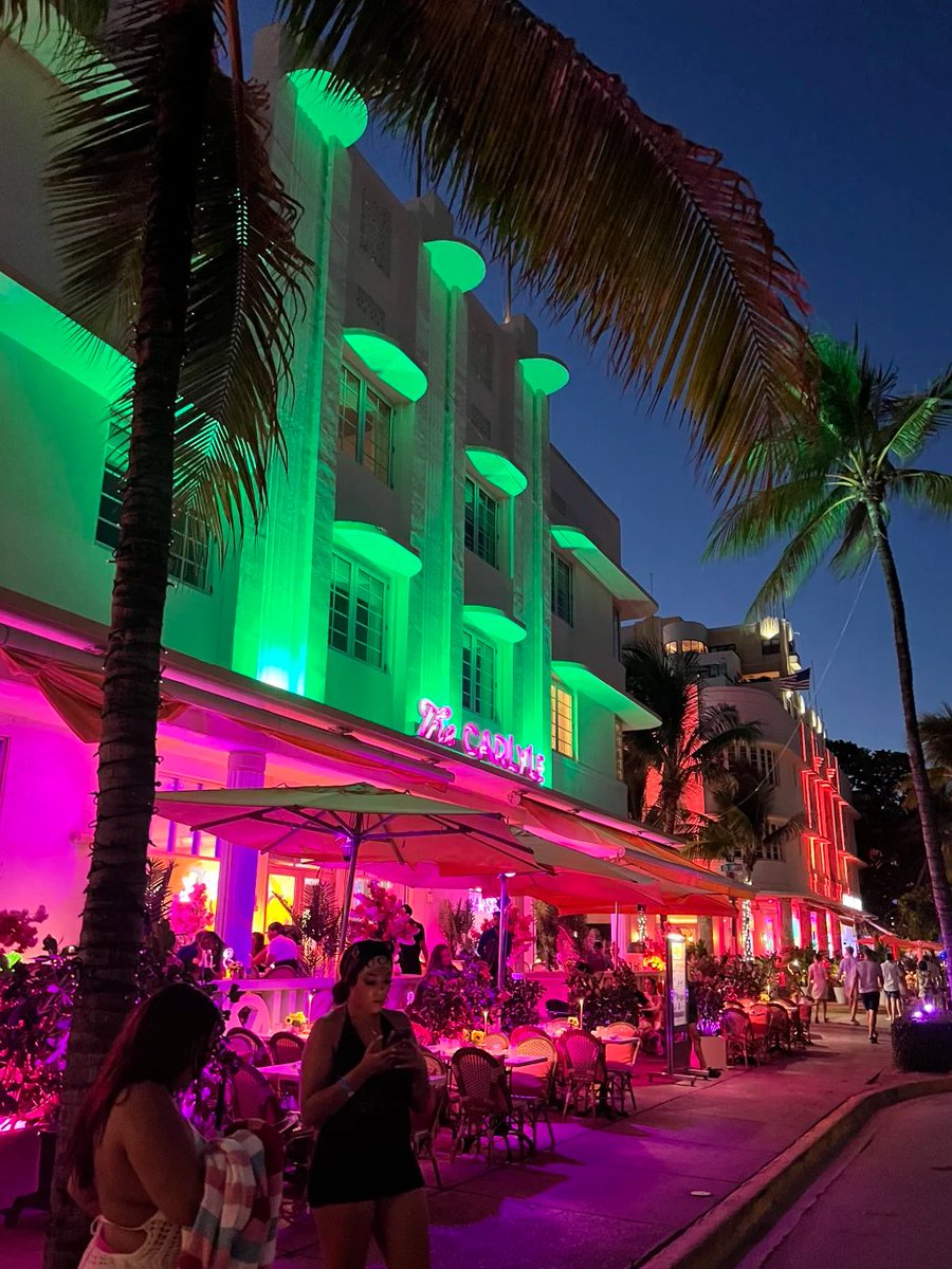 iussdws's tweet photo. Neon lights, palm trees, and oceanfront vibes make this Miami night feel full of energy. https://t.co/Ht062SMuo6
