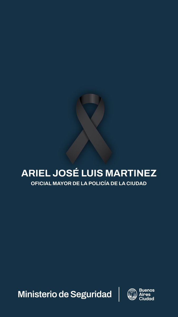 PoliciaCiudadBA's tweet photo. Ante el asesinato en Merlo, provincia de Buenos Aires, del Oficial Mayor Ariel José Luis Martínez, desde el Ministerio de Seguridad de la Ciudad expresamos nuestras más sinceras condolencias a su familia, amigos y camaradas. https://t.co/Cp3Er588BY