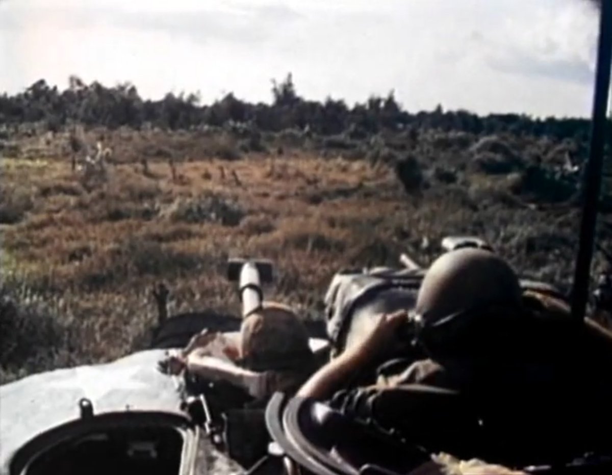 WarSansFronts's tweet photo. The view from the turret of a M-48 Patton tank of the 1st Infantry Division during the Vietnam War. https://t.co/H8H19AGPxM