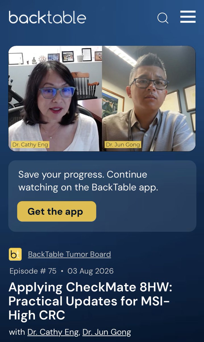 jgong15's tweet photo. A pleasure having @CathyEngMD on this @_backtableONC episode w/such an insightful breakdown of CM-8HW in #MSI-H #mCRC

Check out the full episode here: https://t.co/QAiN9Mcum7

@OncoAlert @AaronFrittsMD @ronanhsieh @DaniCastilloMD @manjuggm https://t.co/LHfGDPbIIr