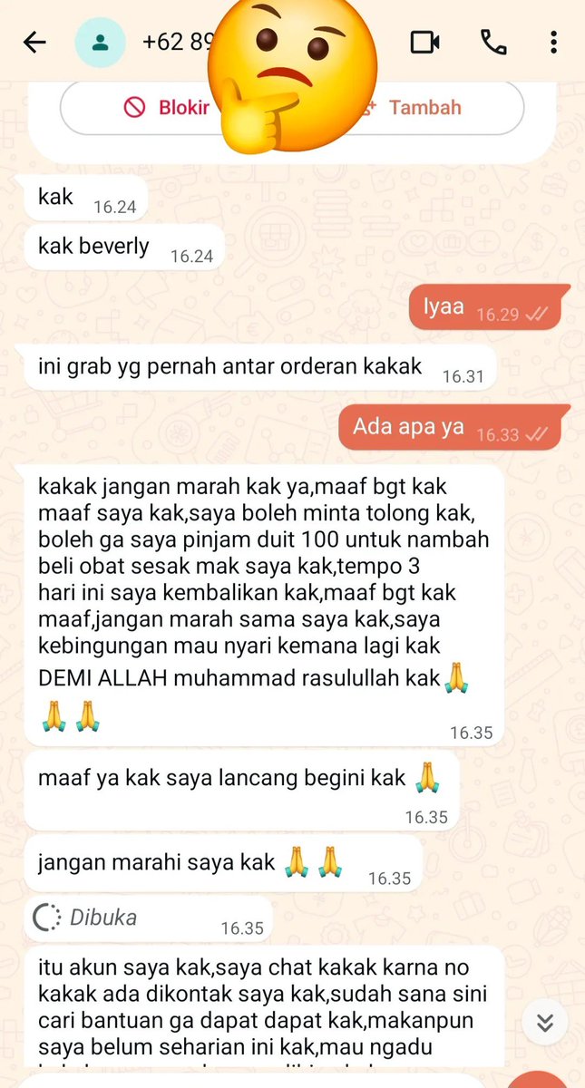 papahmuda4pr's tweet photo. Apa lagi musimnya  sekarang banyak driver yg kaya gini. Awal2 aku kek ngerasa kasihan karna orng ini pernah chat aku dulu antar https://t.co/OMudYR8ePo tiba2 pagi ini kulihat pesanya ditarik . tapi ada tkut juga ... 100 ribu ga msalh buat sedekah yg ditakutin penipuan terus orng yg bener2 susah mlah ga bisa kita bantu hanya karna kesalahan orng lain. Apalagi bawa2 Tuhan..
cc: deka.inmay