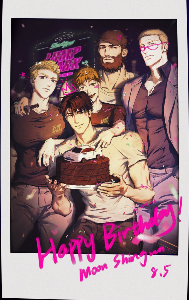 QYueRIB's tweet photo. #셔트라인 #shutline #happy_Shingun_day
生日快乐，神健！🎂
和修车厂的大家一起过生日，利亚姆在拍照（绝对不是因为画不下了 https://t.co/sRmEGGM84Q