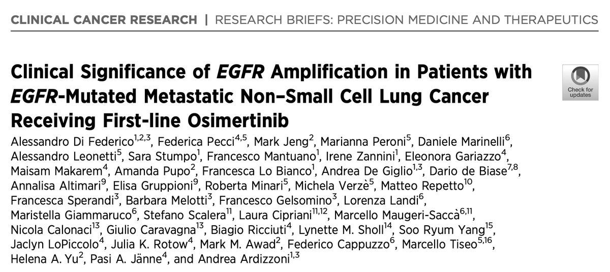 DiFedericoMD's tweet photo. Identifying biomarkers to optimize treatment selection is crucial in EGFRm NSCLC.  
Now fully published in @CCR_AACR, our study investigated the impact of baseline EGFR amplification &amp; how it influences the molecular landscape at resistance to osimertinib.
https://t.co/r76D9Vd0zv https://t.co/BWpBpfCd6F
