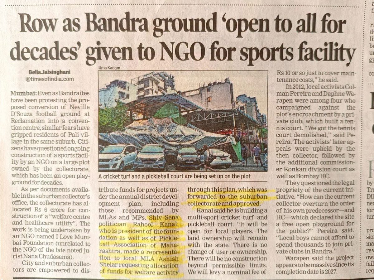 CommunityBandra's tweet photo. Public land is for the public, not private control. Bandra's open playground must remain accessible to every child and resident, not become a pay-to-play facility. #SaveBandraGround #OpenSpaces #Mumbai https://t.co/sN5AXnqopT