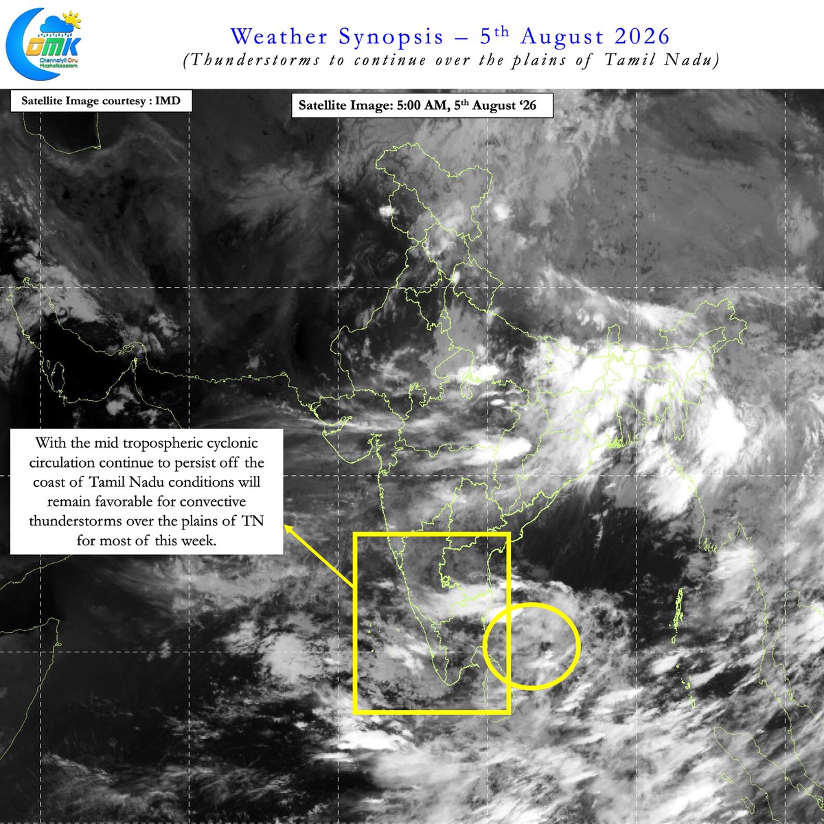 ChennaiRains's tweet photo. Last night saw widespread thunderstorms over not only Chennai and suburbs but over many places in the plains of Tamil Nadu. With the Mid Tropospheric circulation persisting off the coast of TN things look good for thunderstorms to continue for the next few days. Today also evening / late night thunderstorms like at many places between Chennai and Delta.