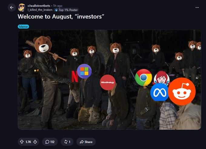 zeusrz's tweet photo. A new r/wallstreetbets cult is forming called the bears and they're gaining traction in the reddit.

Last time we had something like this was the Pigeons which went to millions. In this retail meta this is a giga runner.

https://t.co/99LKXMbgGO https://t.co/KSIeK2Ouik