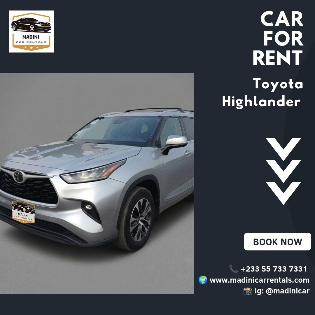 Madinicargh's tweet photo. Looking for the ideal blend of sophistication, versatility, and power for your next business trip or executive outing? Experience unmatched road presence and comfort.

Phone / WhatsApp: +233 55 733 7331
Website: https://t.co/4JB8Meo6qE
Instagram: @madinicar

#CarRentalGhana #Trip https://t.co/ZXSNbh56xZ