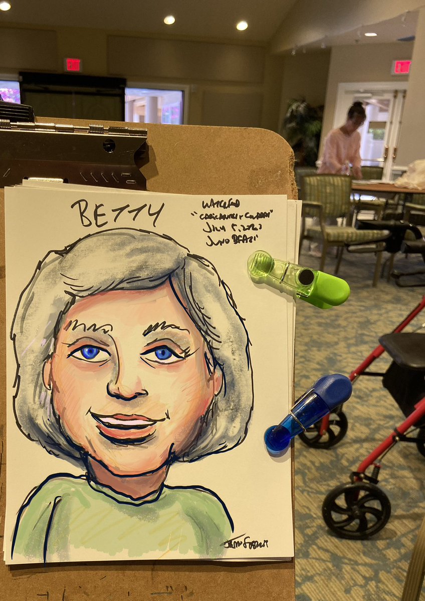 Travelaviator's tweet photo. Independent Living Facility in #JunoBeach, Florida north of #WestPalmBeach. Annual Carnival for residents and employees. Organizers booked #Caricature entertainment by local #CaricatureArtist Jeff Sterling from https://t.co/siysXBO3j0 https://t.co/DaaD85EZNC