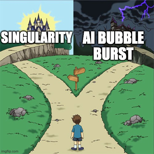 foombler's tweet photo. 2 prediction markets ideas for @MNX_fi :

AI bubble burst by 2026
Will the singularity happen by 2026

which side, anon? https://t.co/raJEEXYD78