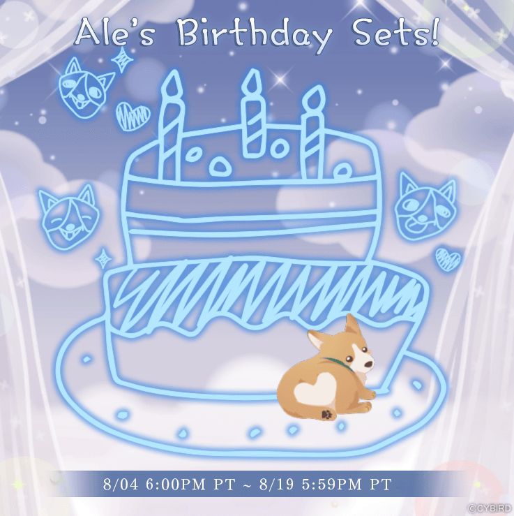 ikevil_en's tweet photo. ✨🐶 Did you know... Aug 5th is Ale's birthday! 🐶✨ 

Get super special ALE BIRTHDAY SETS in-game now, and fill your attire room with Ale stickers drawn by none other than the artist Alfons Sylvatica!

Which Ale sticker is your favorite? 

#ikevil https://t.co/gyF1cRBO6B