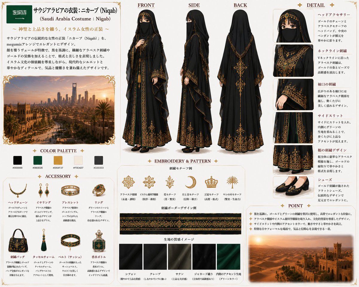 👗AI衣装デザイン図鑑👗 「世界の民族衣装 シリーズ」 Megumix 