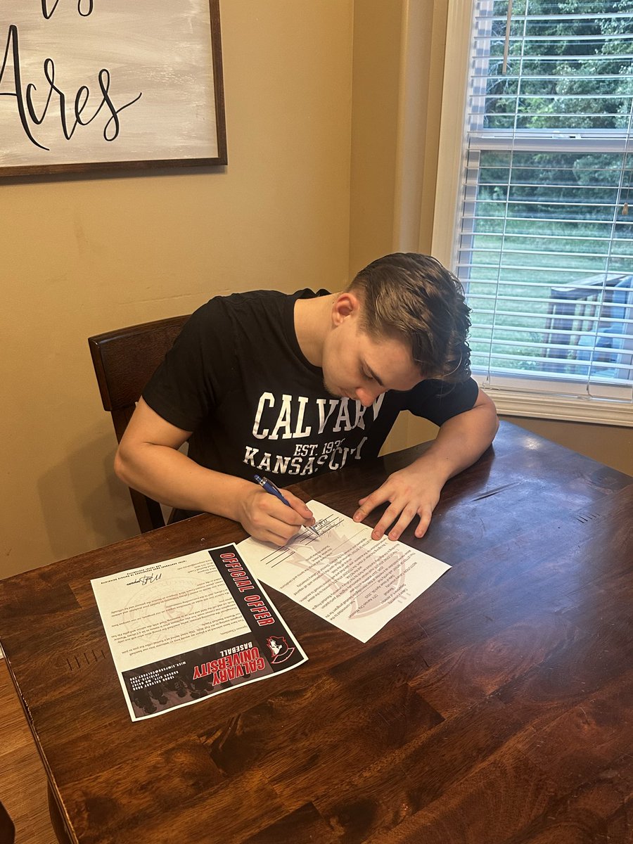 BCDrummer78's tweet photo. Spencer signed his LOI to play baseball at Calvary University. He’s super excited to play for Mick and Zach. Congrats. @cuwarriorball  @zach_lintzen @CoachMSimpson https://t.co/pze2kGLtHj