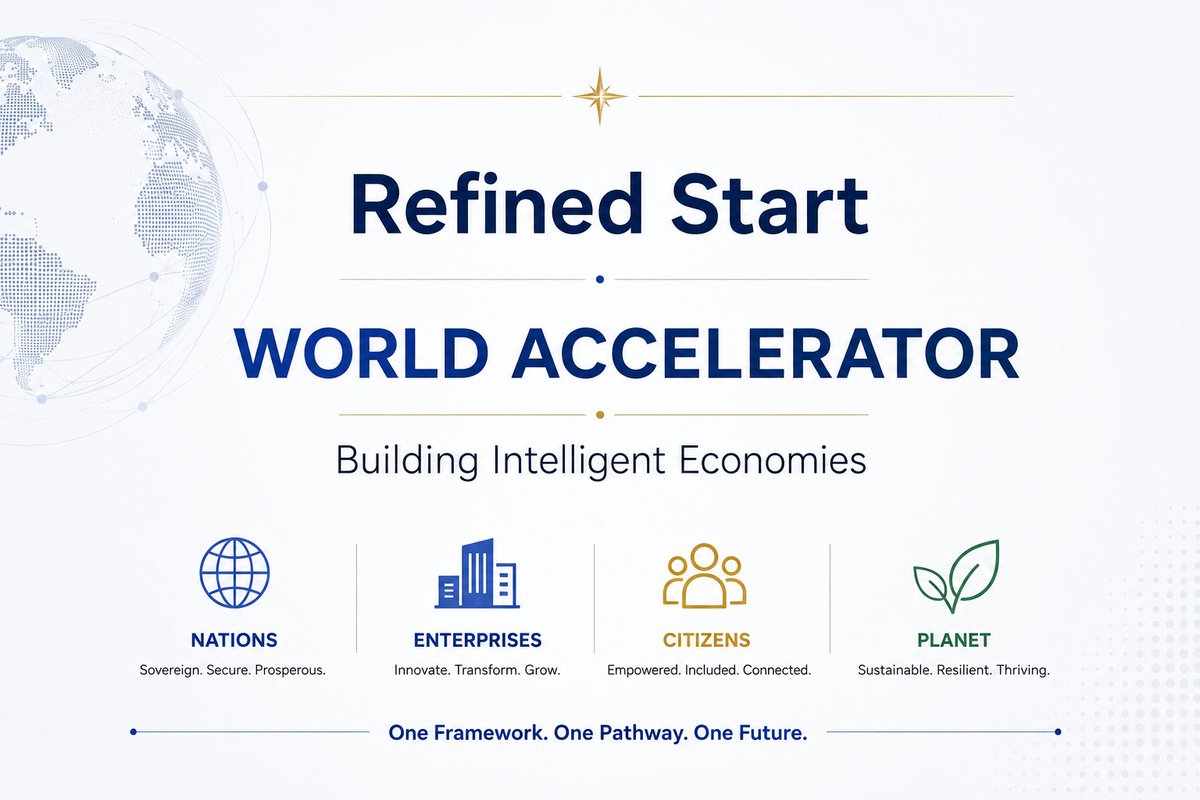 AnubhavSachar's tweet photo. Refined Start. A Bigger Vision.

Introducing @_World_Accel  — Building Intelligent Economies through AI Highways, an AI Execution Engine, and Responsible AI that transforms ideas into real-world impact.

Connecting nations, enterprises, citizens, and innovation with one framework, one pathway, and one intelligent future.

#WorldAccelerator #AIHighways #AIExecutionEngine #ResponsibleAI #IntelligentEconomies #AI #Innovation #DigitalTransformation