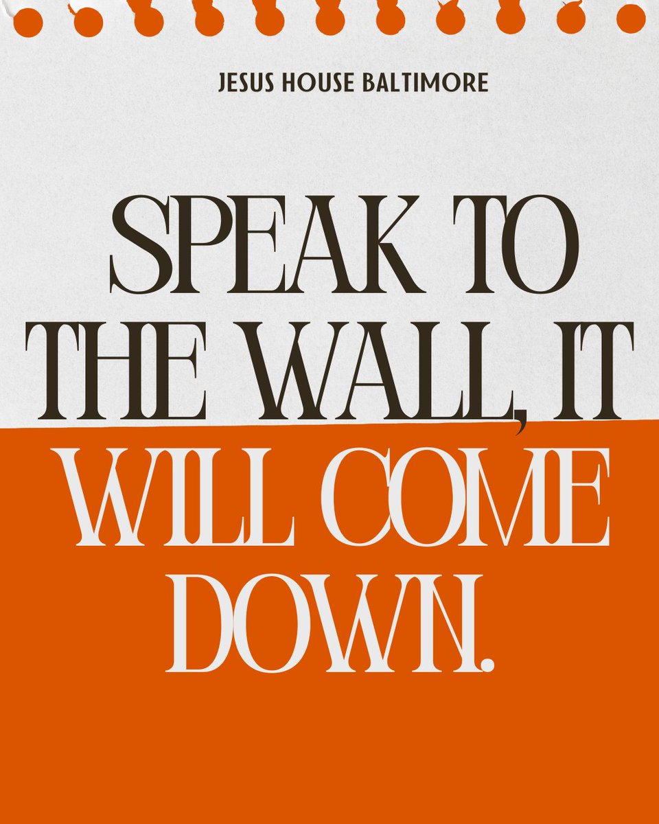 JesusHouseBalt's tweet photo. Sometimes the obstacle isn’t waiting for you to accept it—it’s waiting for you to speak to it.
Don’t let the wall intimidate you. Speak God’s Word over every “unpleasant water” in your life, and watch Him bring transformation where it seemed impossible.
#SundaySermon #SpeakToTheWall #FaithThatSpeaks #JesusHouseBaltimore #GodCanChangeAnything