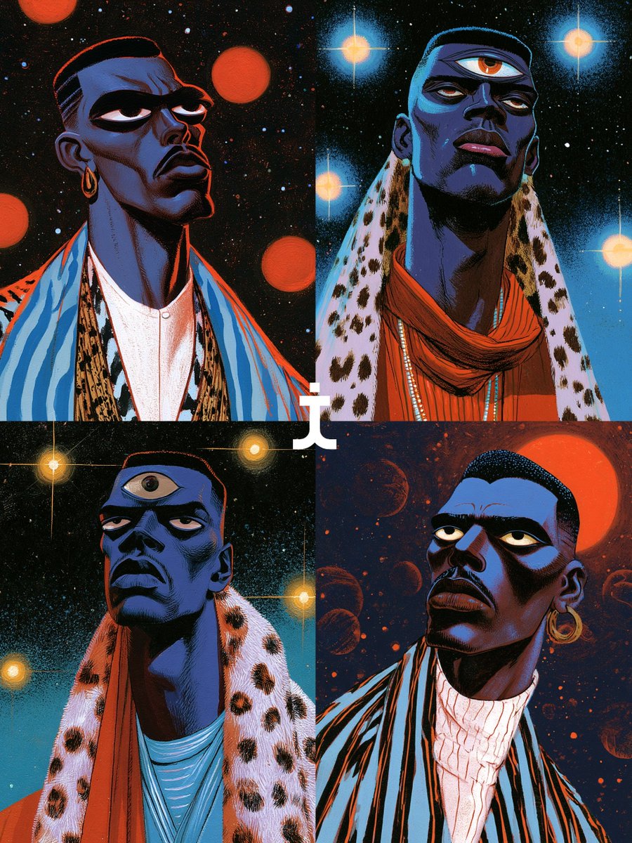 JohnTTaylor's tweet photo. Afro-cosmic figurative illustration https://t.co/DviC48liyg