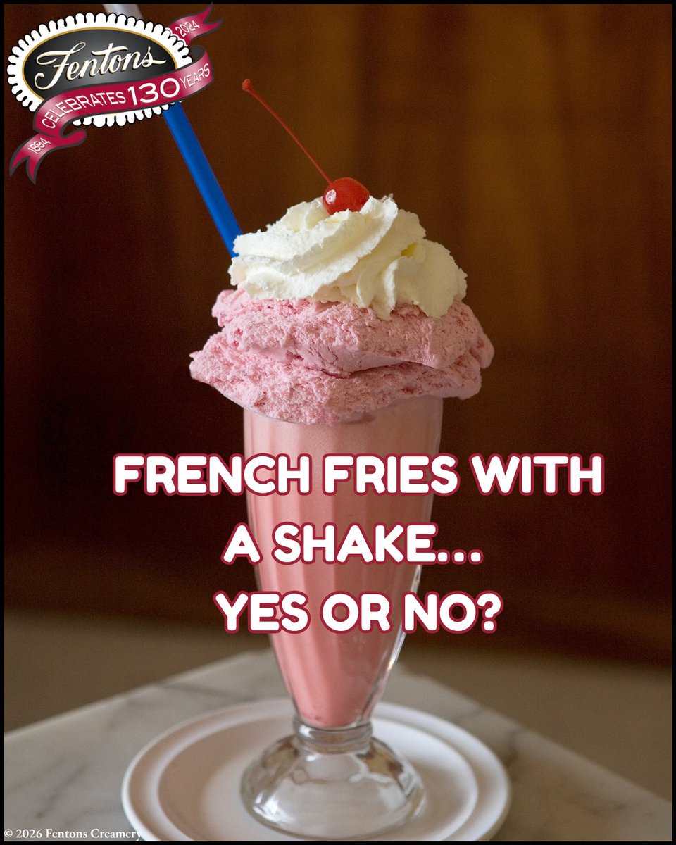 fentonscreamery's tweet photo. French fries with a shake… yes or no?

.
.
.
.
.
.
.
.
.
.
#FentonsCreamery #MilkshakeAndFries #SweetAndSalty #DessertTalk #FentonsCreamery https://t.co/BEi4xRDnuj