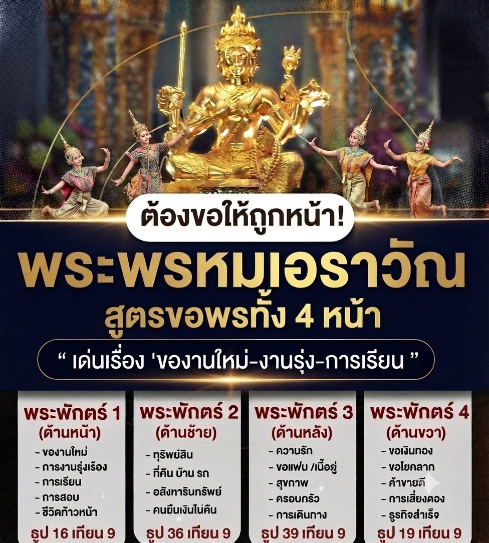CaptainX168's tweet photo. ท้าวมหาพรหมเอราวัณ : แยกราชประสงค์ 💫
ขึ้นฟีดใคร สาธุ 🙏🏻 ขอพรกันนะครับ

"แจกพิกัดความปัง! 'สูตรขอพรพระพรหมเอราวัณ' ทั้ง 4 หน้า ขอให้ถูกเรื่อง ชีวิตเปลี่ยนแน่นอน

ใครเคยขอพรแล้วสัมผัสได้ถึงความปังแบบทันตาเห็นบ้าง? เล่าให้ฟังหน่อยครับ ว่าเป็นยังไงบ้าง
กดรีเก็บ กดหัวใจเซฟไว้เลย รูปนี้มีประโยชน์คับ

#สายมู