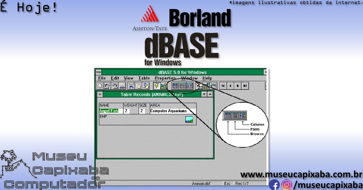 museucapixaba's tweet photo. É hoje! O dBase para Windows de 1994.

+em https://t.co/qFnHOiTYJ9

#MuseuCapixaba #mcc #éhoje #museu #tecnologia #retro #geek #ES #OnThisDay #dBASE #dBaseforWindows #AshtonTate #Vulcan #WayneRatliff #Borland #Arago #Database #DBMS #SGBD #BorlandParadox #LotusApproach #FoxPro https://t.co/yqwT2VUEex