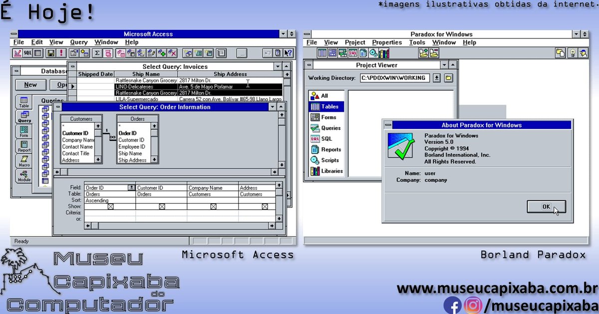 museucapixaba's tweet photo. É hoje! O dBase para Windows de 1994.

+em https://t.co/qFnHOiTYJ9

#MuseuCapixaba #mcc #éhoje #museu #tecnologia #retro #geek #ES #OnThisDay #dBASE #dBaseforWindows #AshtonTate #Vulcan #WayneRatliff #Borland #Arago #Database #DBMS #SGBD #BorlandParadox #LotusApproach #FoxPro https://t.co/yqwT2VUEex