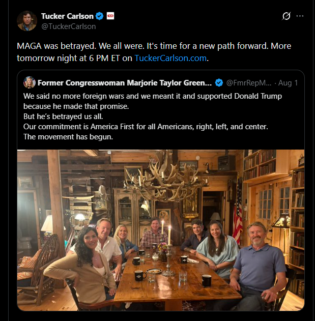 spongeyxbt's tweet photo. Jason just posted about so maybe you guys realize it now, this is literally a fucking GIGA narrative.

TUCKER is running for PRESIDENT, he is announcing his party LIVE tmrw

Jason confirmed its "AFAO"

He is going to be Trumps competitor will be so viral
https://t.co/UdcErWjhEv https://t.co/7w7vXTCZJ8