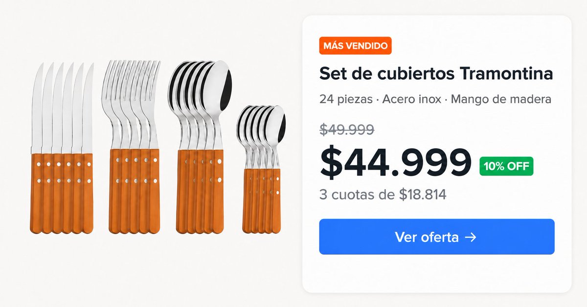 SoloPrecioCupon's tweet photo. Cubiertos X24 Tramontina Dynamic Acero Inox Madera Cuchillos

$44.999 😍