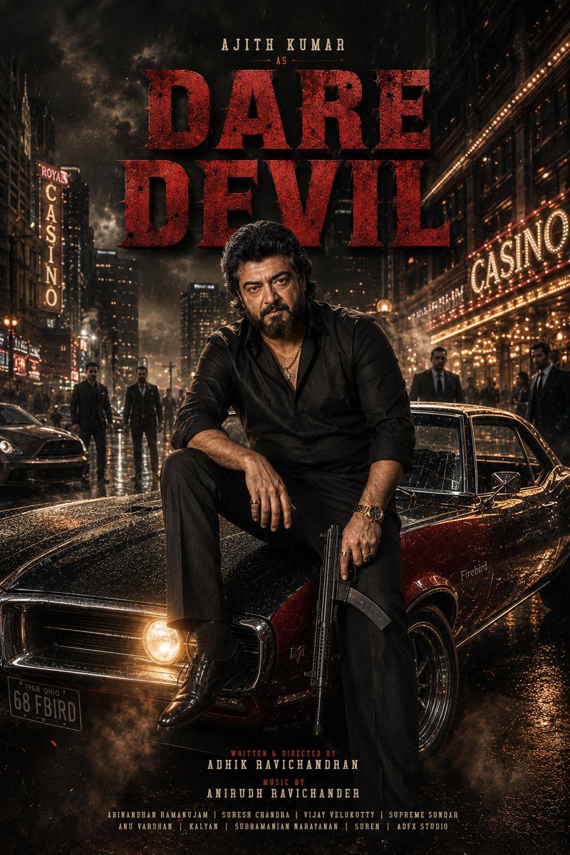 akarun09's tweet photo. What if ajithkumar became the dare devil❤️‍🔥
A fanmade concept poster created with passion. 👑 ❤️
#DAREDEVIL #Ajithkumar #Thala #Ak64 https://t.co/KRIsk898Bl