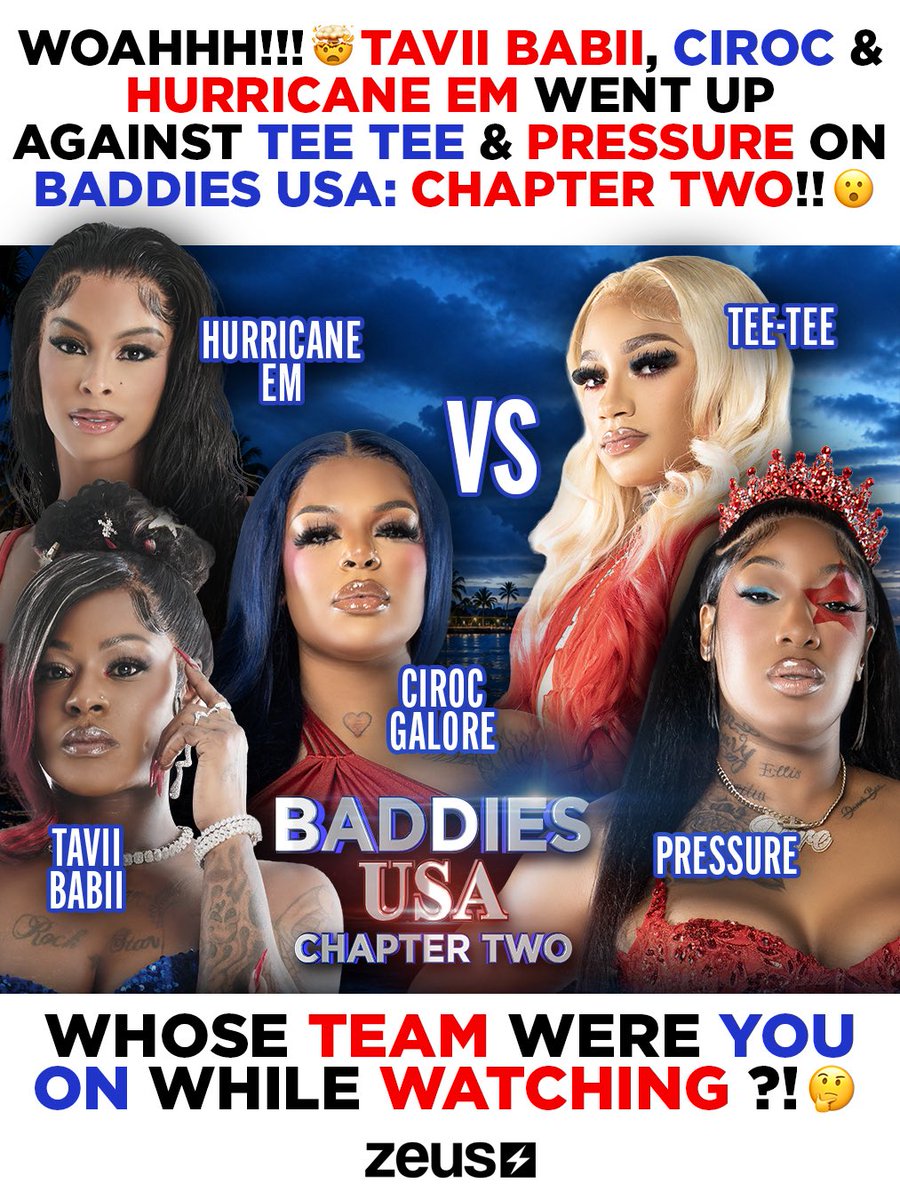 The_ZeusNetwork's tweet photo. Ohhh!!! π© It was a BADDIE ROYAL RUMBLE on #BaddiesUSAChapterTWO!! π₯ #TaviiBabii, #CirocGalore & #HurricaneEm went up against #TeeTee & #Pressure!! π€― https://t.co/7yeAHvCf2Q