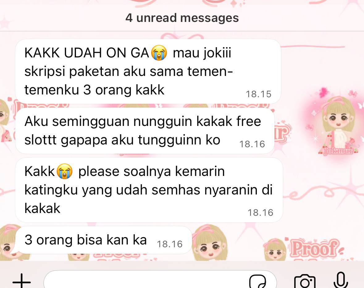 jokmurjokitugas's tweet photo. Ditungguin terus 🫰🏻ndamau berpalinggg
📝Pembuatan jurnal
📝 SKRIPSI ALL JURUSAN
📝Parafase+turnitin
📝Proposal PKM 
📝Tugas SD-SMP-SMA-kuliah
📝All jurusan say (Tim S1-S2 Top 10 PTN)
📝Olah SPSS + Tugas Teknik
📝 Design Ui/Ux , Figma
📝3Dgedung,rumah
#jokimurah #jokiskripsi https://t.co/LlEeEbmwRk
